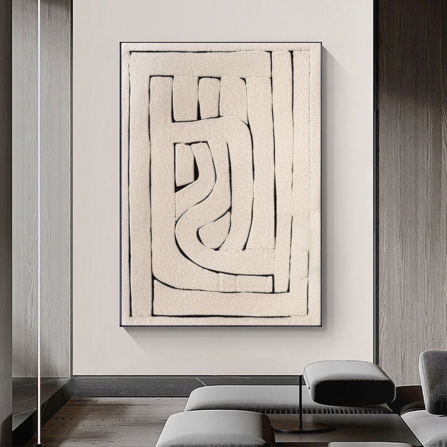 Beige & Brown Abstract Painting #LL 031 hand-painted oil painting