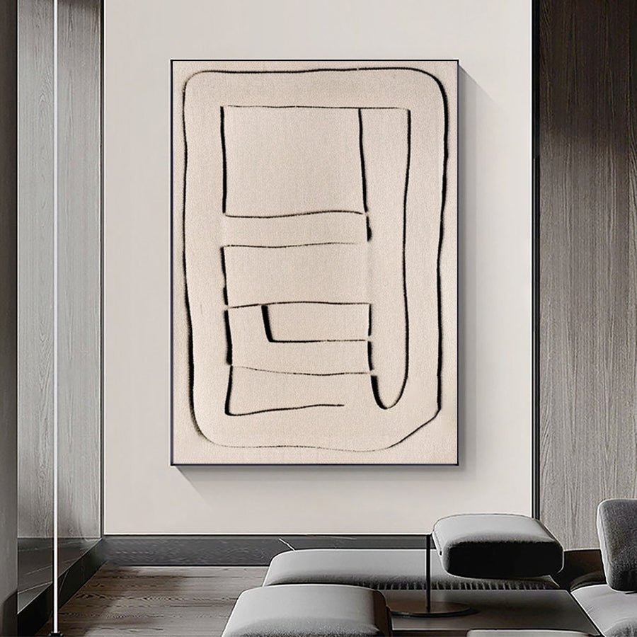 Beige & Brown Abstract Painting #LL 032 hand-painted oil painting