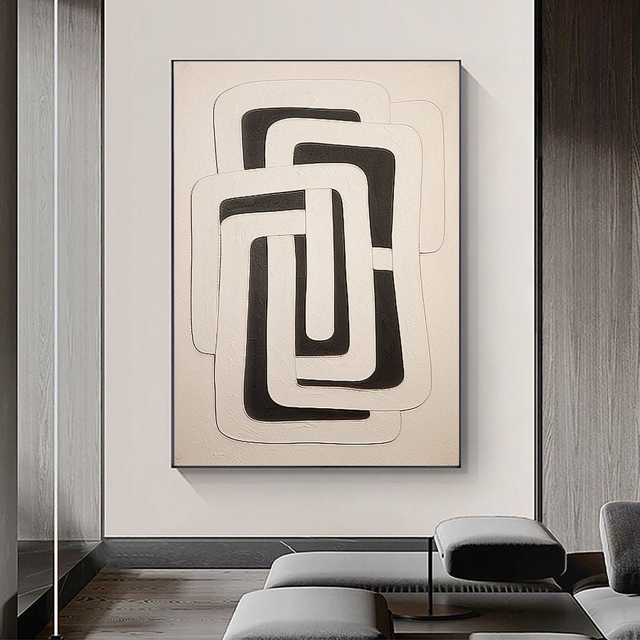 Beige & Brown Abstract Painting #LL 033 hand-painted oil painting