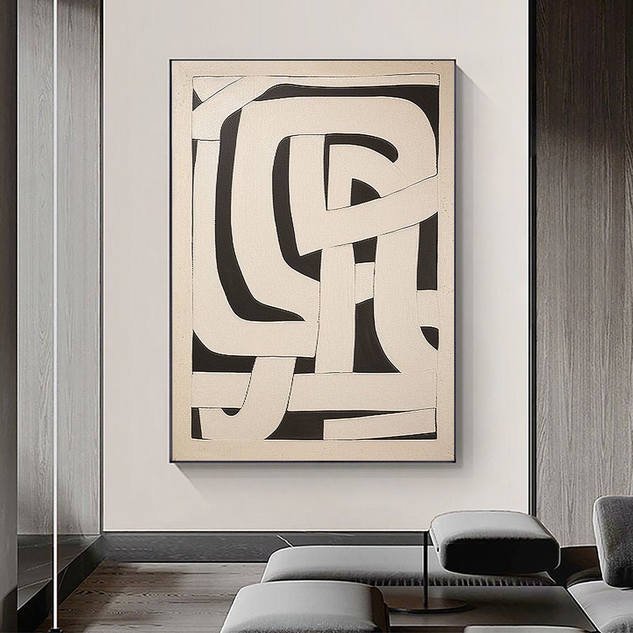 Beige & Brown Abstract Painting #LL 035 hand-painted oil painting