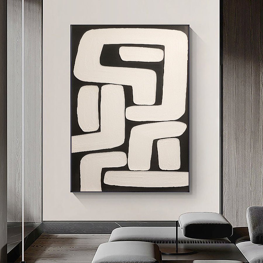 Beige & Brown Abstract Painting #LL 036 hand-painted oil painting