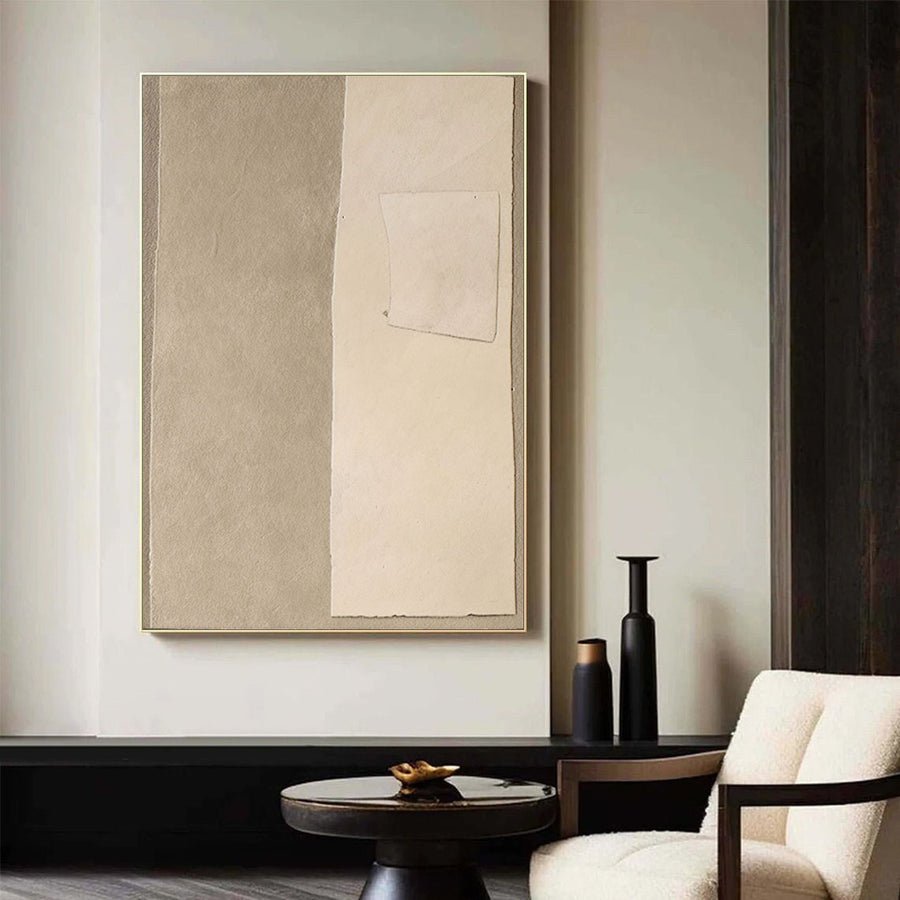 Beige & Brown Abstract Painting #LL 037 hand-painted oil painting