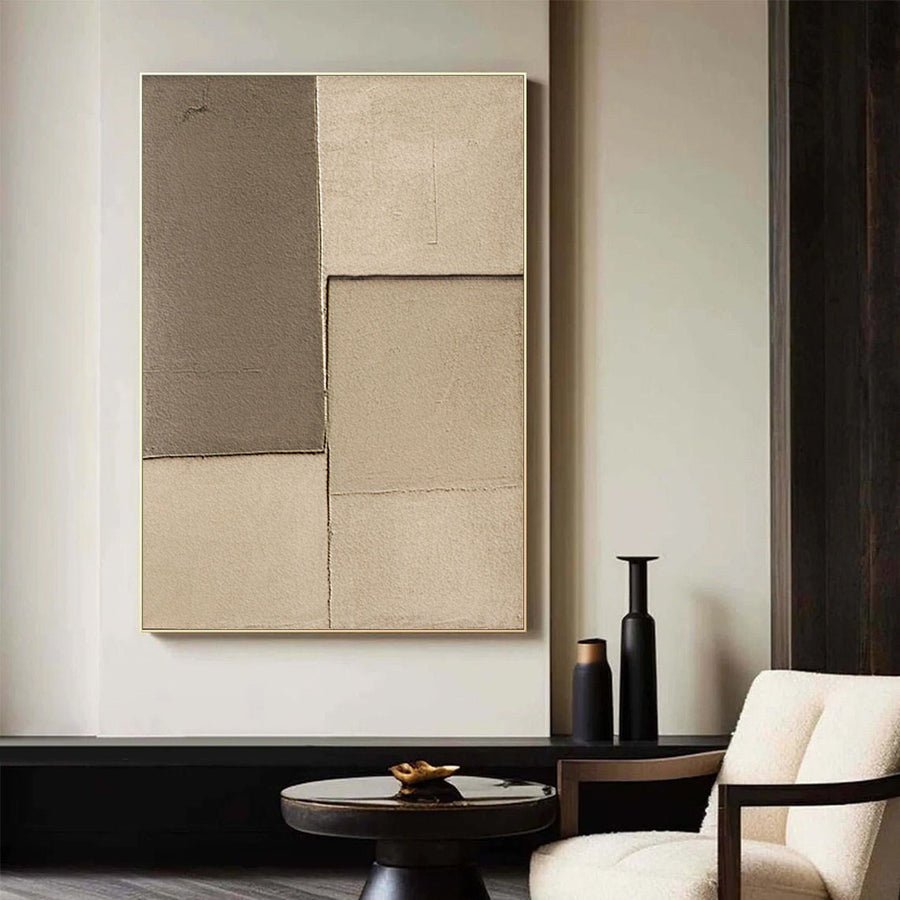 Beige & Brown Abstract Painting #LL 038 hand-painted oil painting