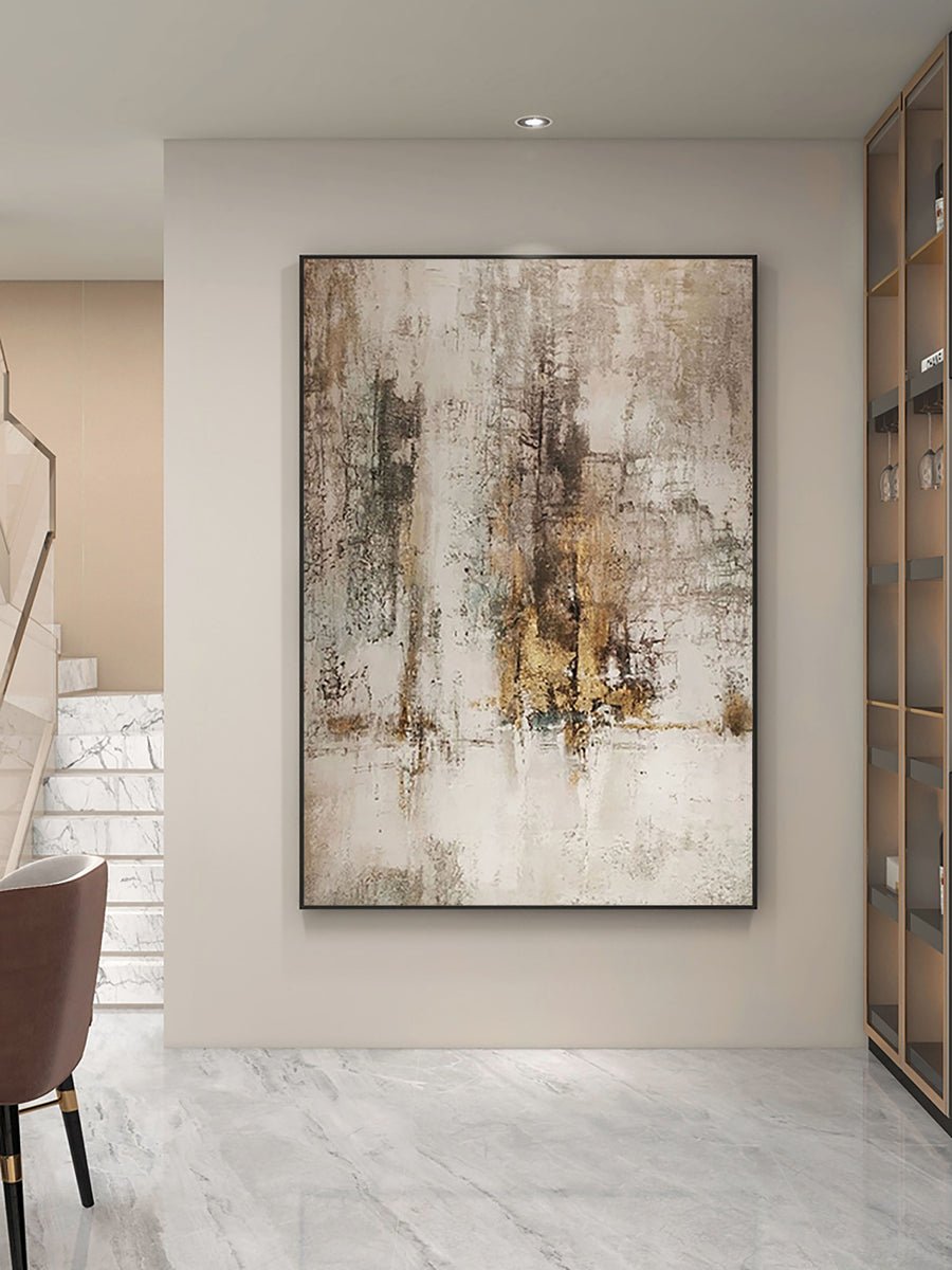 Beige & Brown Abstract Painting #LL 039 hand-painted oil painting