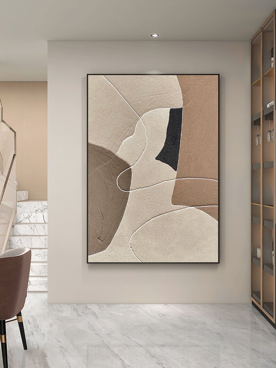 Beige & Brown Abstract Painting #LL 041 hand-painted oil painting