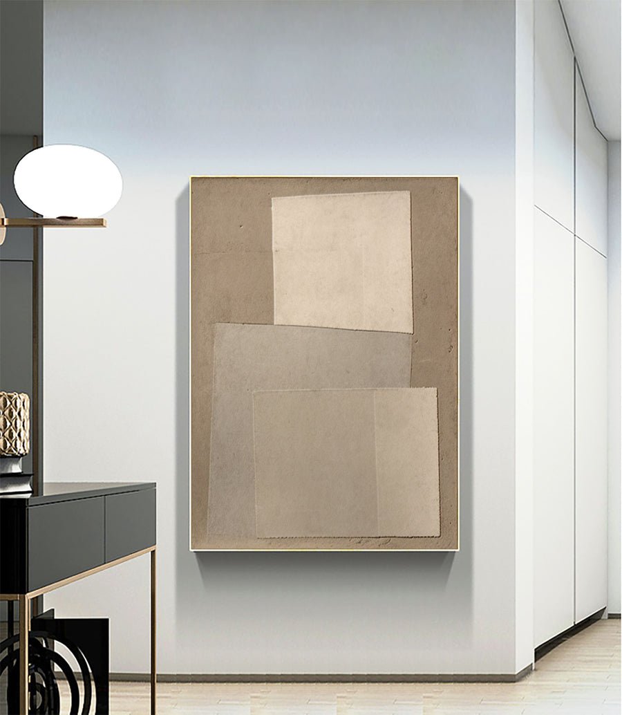 Beige & Brown Abstract Painting #LL 042 hand-painted oil painting