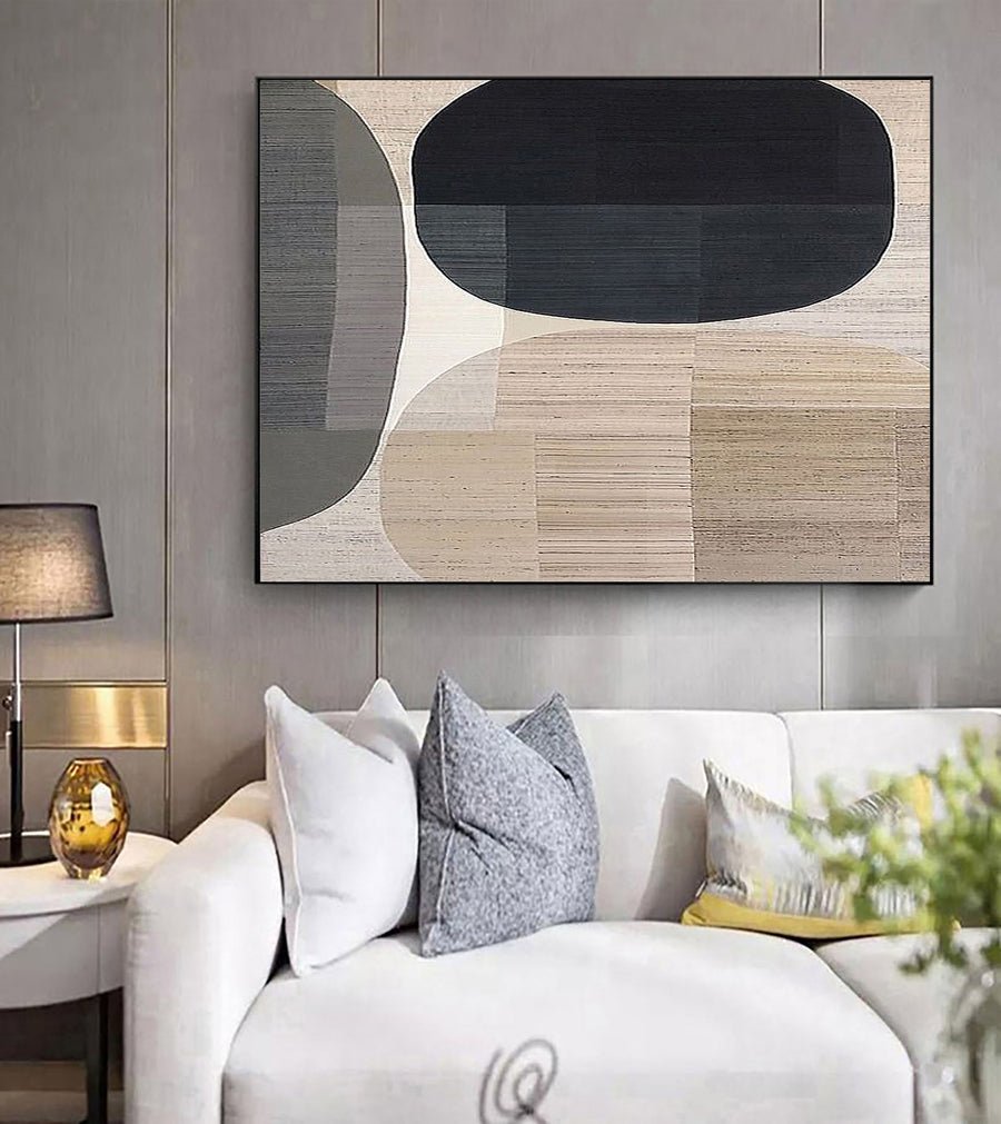 Beige & Brown Abstract Painting #LL 045 hand-painted oil painting