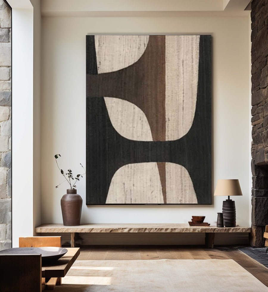 Beige & Brown Abstract Painting #LL 046 hand-painted oil painting