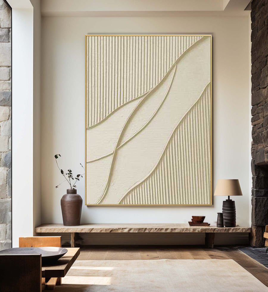 Beige & Brown Abstract Painting #LL 052 hand-painted oil painting