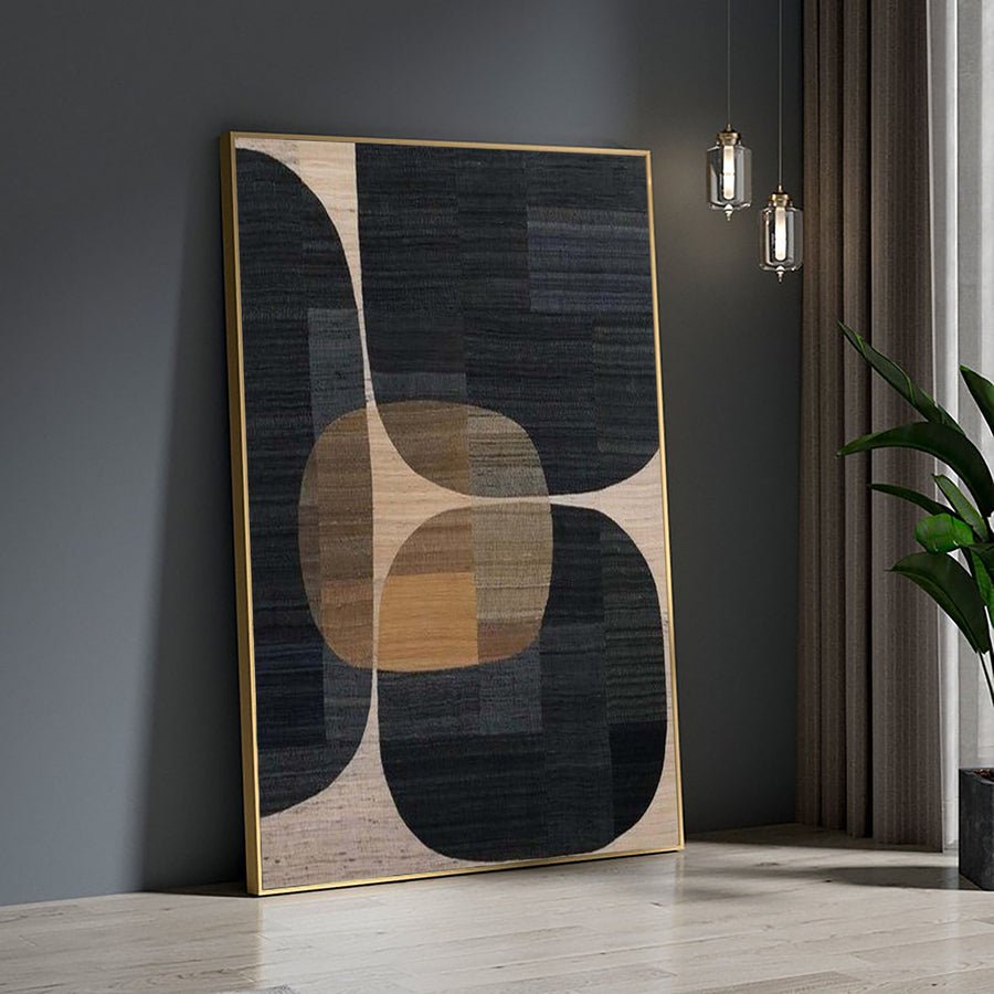 Beige & Brown Abstract Painting #LL 001 hand-painted oil painting