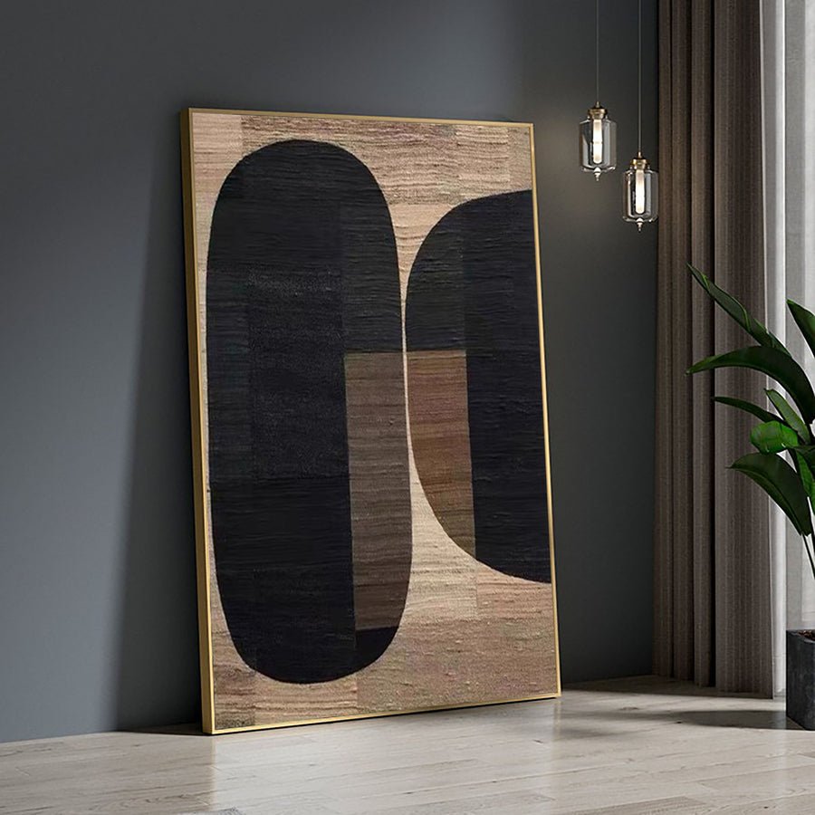 Beige & Brown Abstract Painting #LL 012 hand-painted oil painting