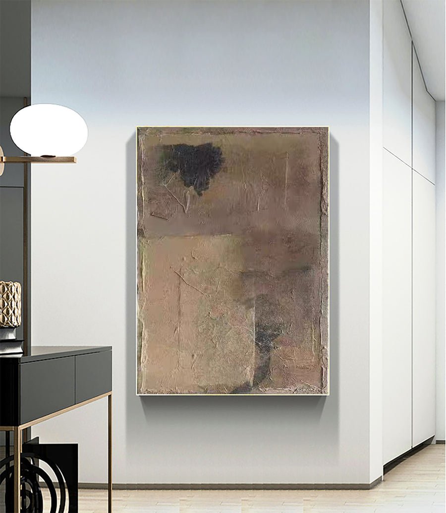 Beige & Brown Abstract Painting #LL 015 hand-painted oil painting