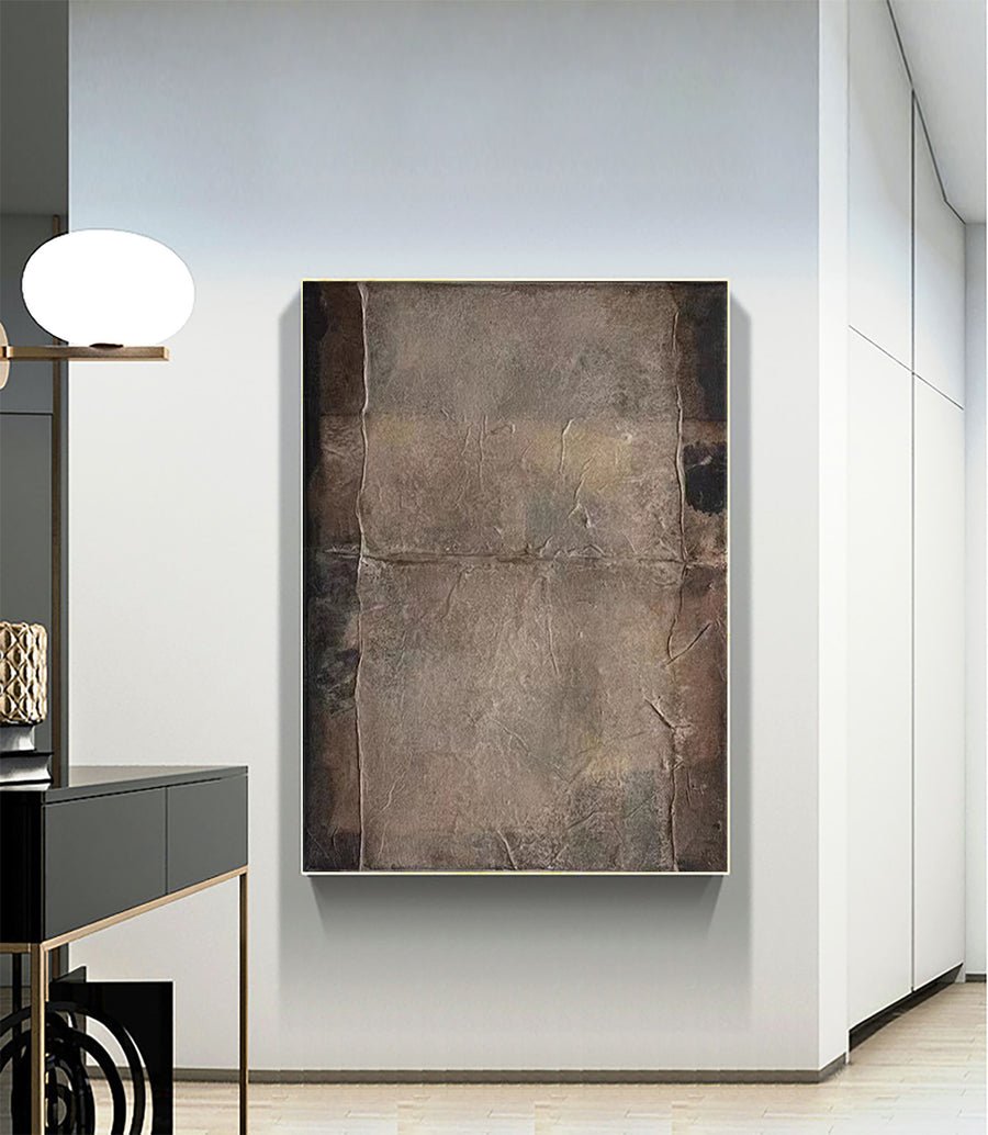 Beige & Brown Abstract Painting #LL 017 hand-painted oil painting