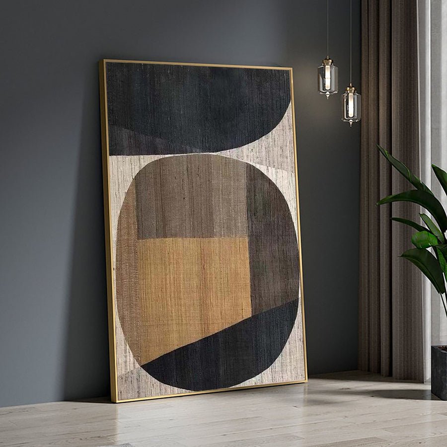 Beige & Brown Abstract Painting #LL 002 hand-painted oil painting