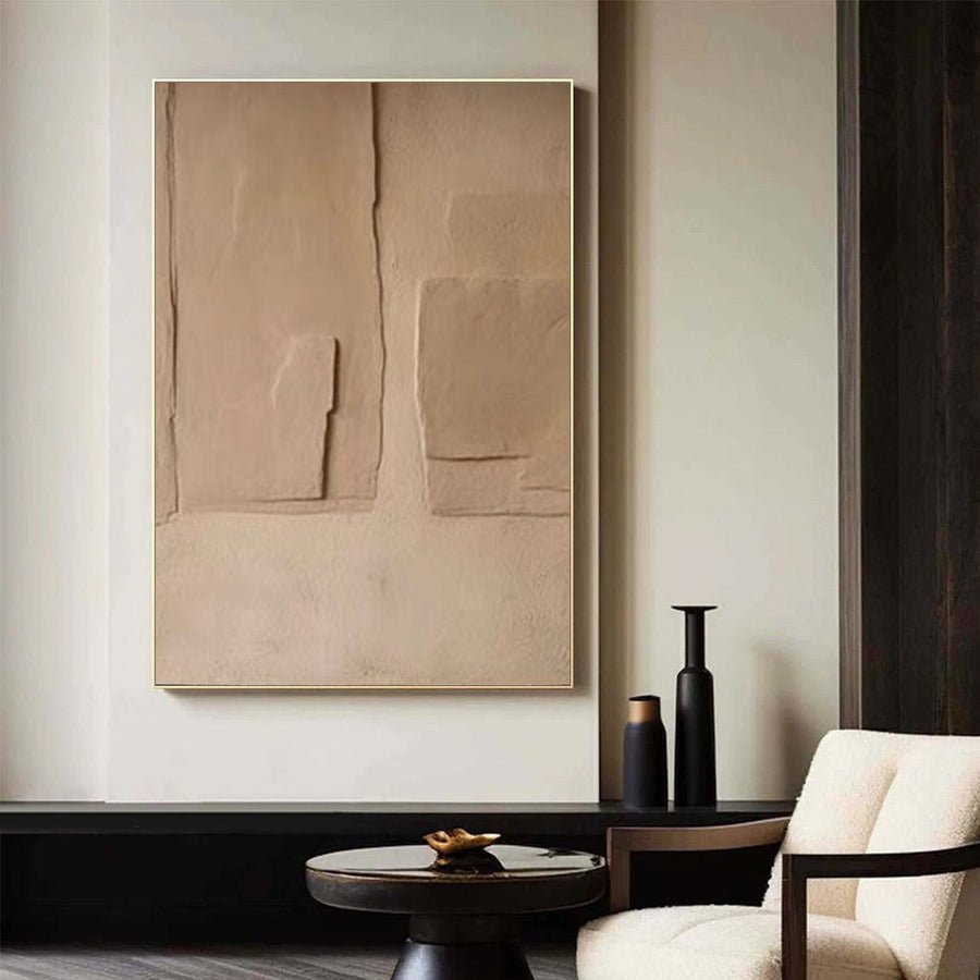 Beige & Brown Abstract Painting #LL 020 hand-painted oil painting