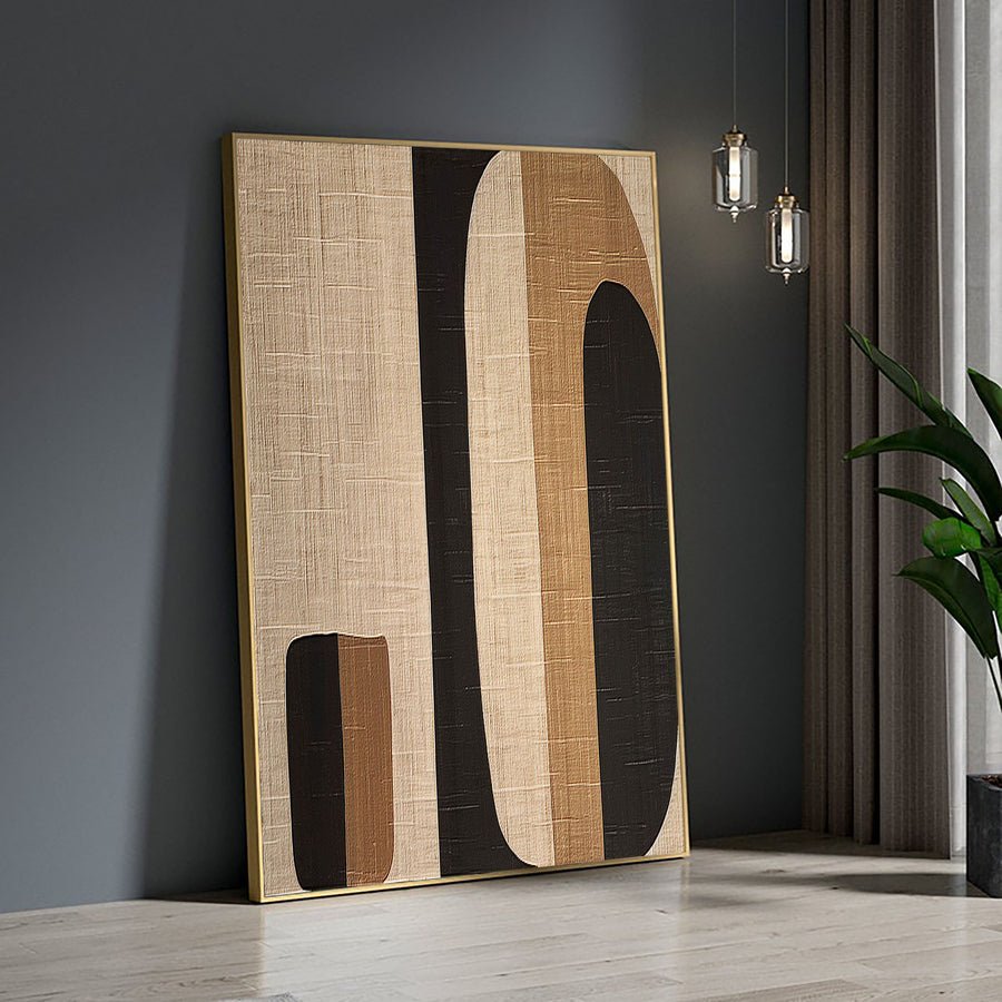 Beige & Brown Abstract Painting #LL 003 hand-painted oil painting
