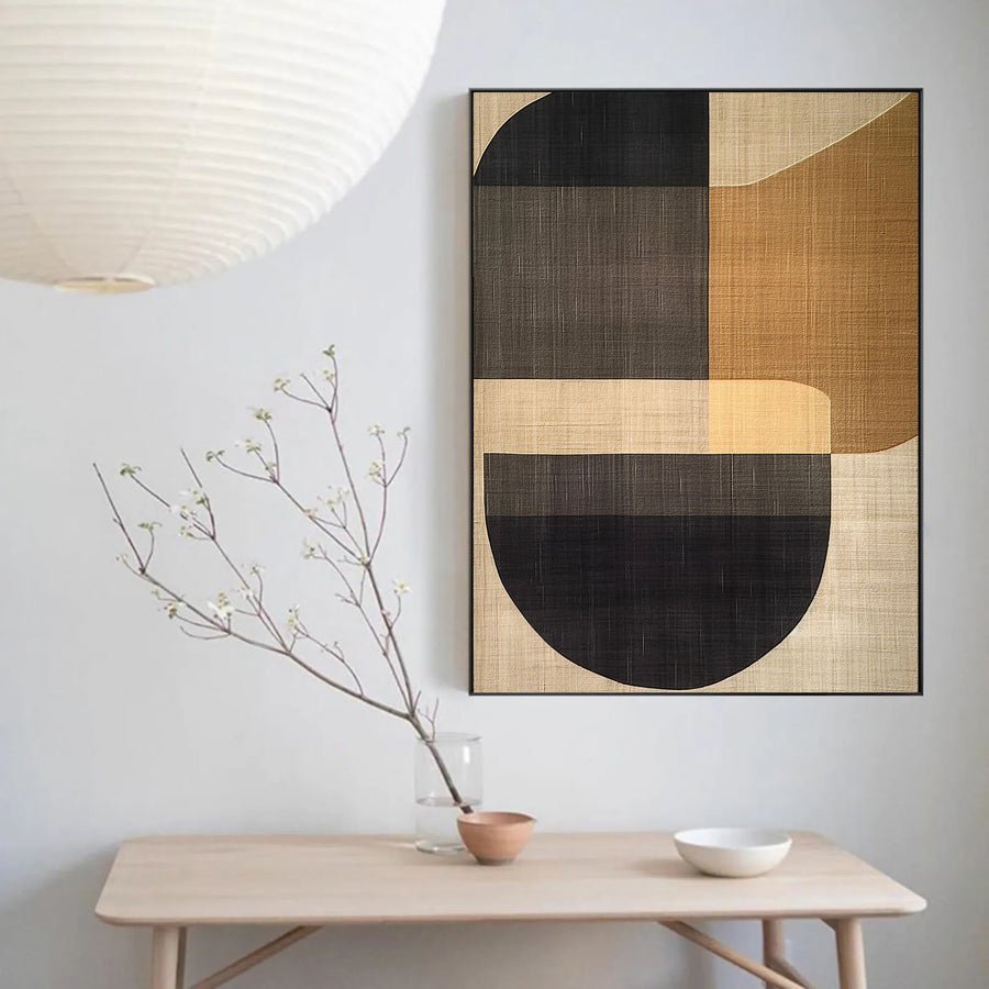 Beige & Brown Abstract Painting #LL 004 hand-painted oil painting