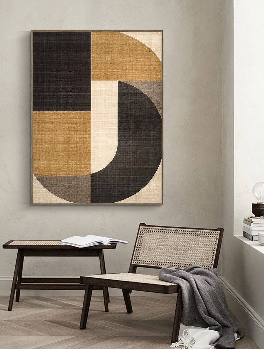 Beige & Brown Abstract Painting #LL 005 hand-painted oil painting