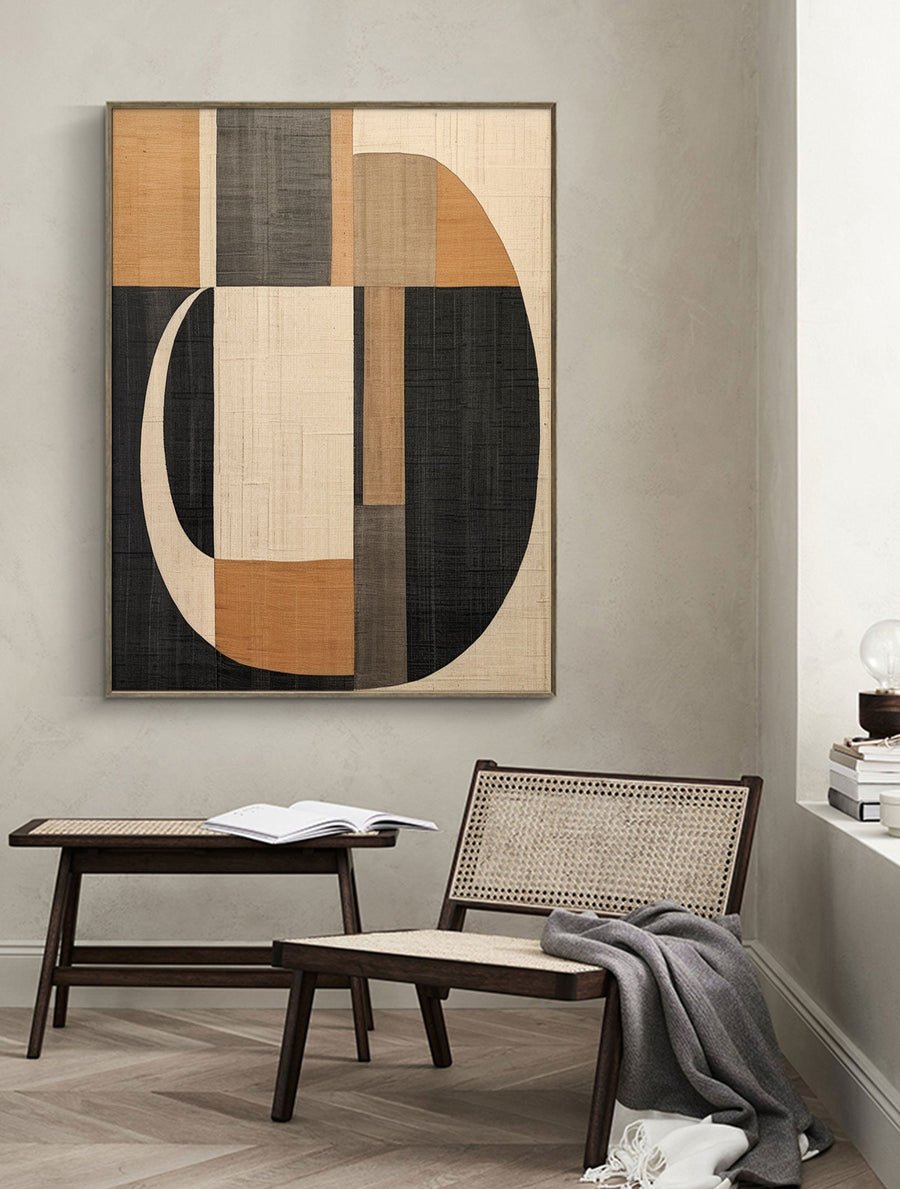 Beige & Brown Abstract Painting #LL 006 hand-painted oil painting