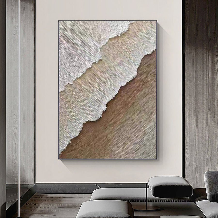 Beige & Brown Abstract Painting #LL 007 hand-painted oil painting