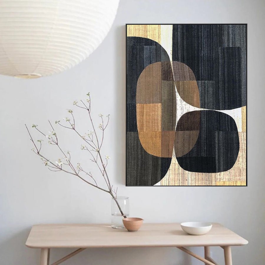 Beige & Brown Abstract Painting #LL 008 hand-painted oil painting