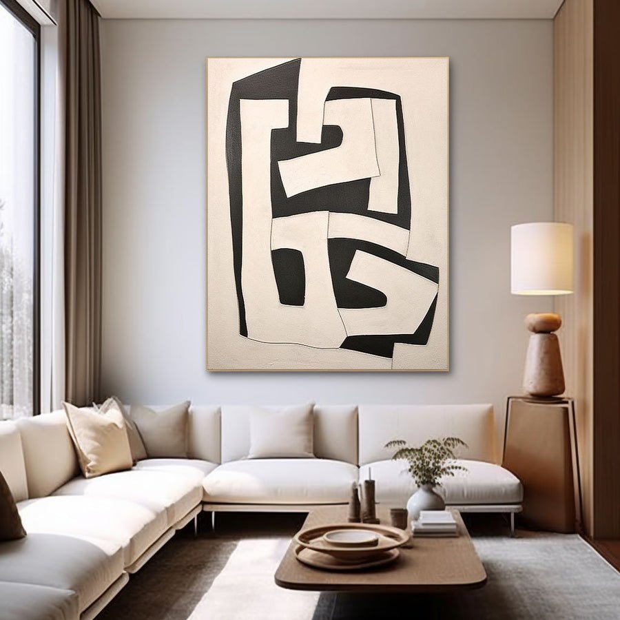 Beige & Brown Abstract Painting #CXA 001 hand-painted oil painting