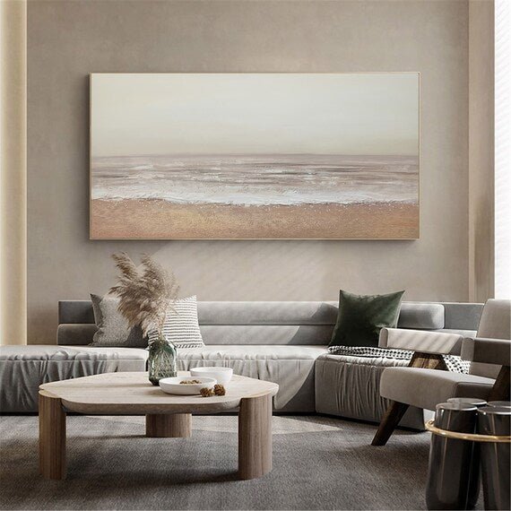 Beige & Brown Minimalist Painting #BBM 001 hand-painted oil painting