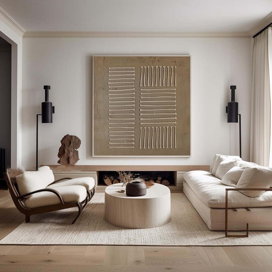 Beige & Brown Minimalist Painting #BBM 003 hand-painted oil painting