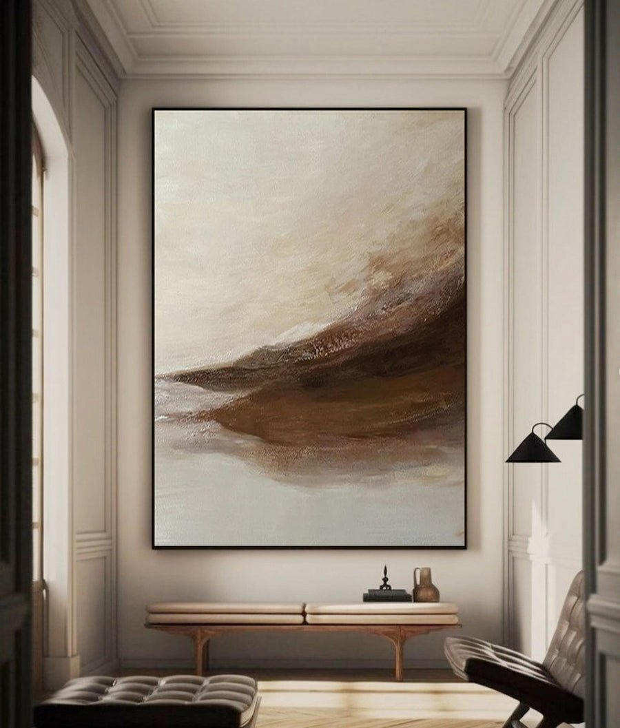 Beige Drift: Abstract Movement Art, Neutral Palette Canvas #BGA 128 hand-painted oil painting