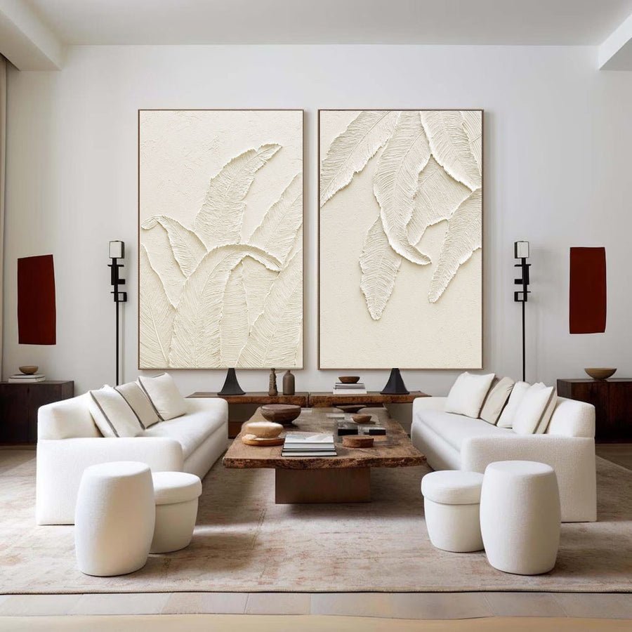 Beige Minimalist Abstract  Painting SET OF 2 #AVG 035 hand-painted oil painting