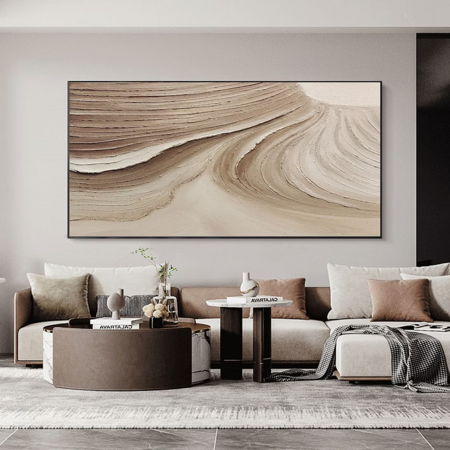Beige Relief Art, Modern Textured Canvas, Minimalist Design #BGA 101 hand-painted oil painting