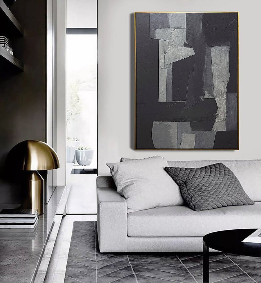 Black Abstract Painting #LL 002 hand-painted oil painting