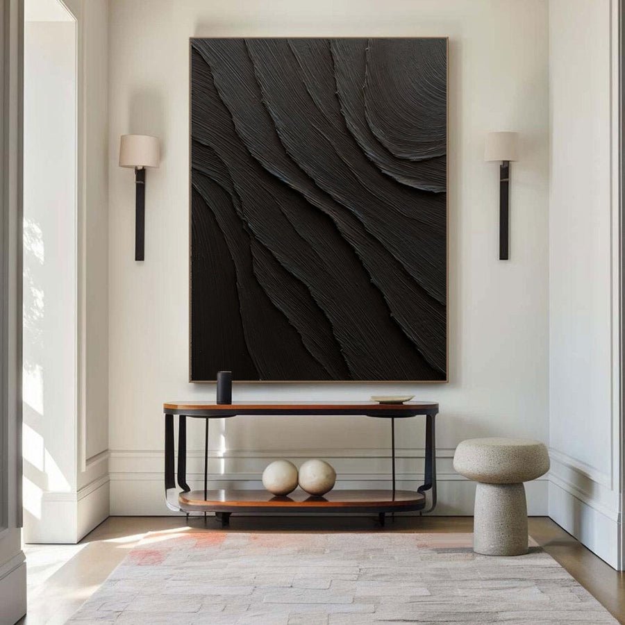 Black Abstract Painting #LL 004 hand-painted oil painting