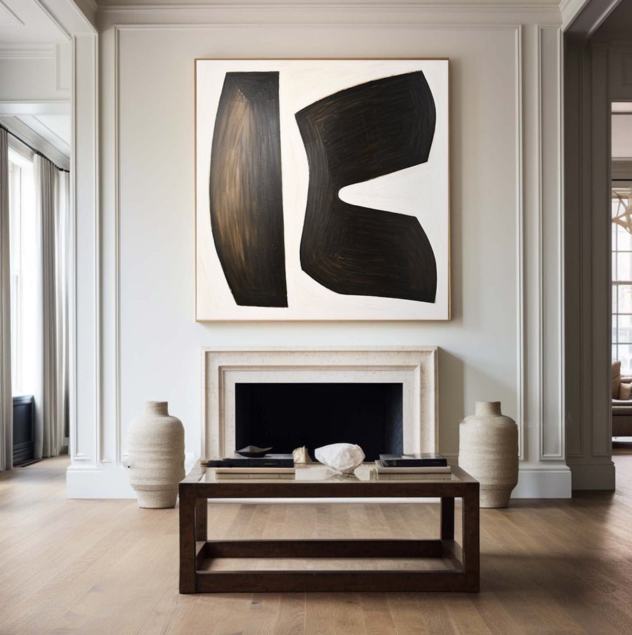 Black and White Abstract Wall Art for Modern Homes #BWA 003 hand-painted oil painting