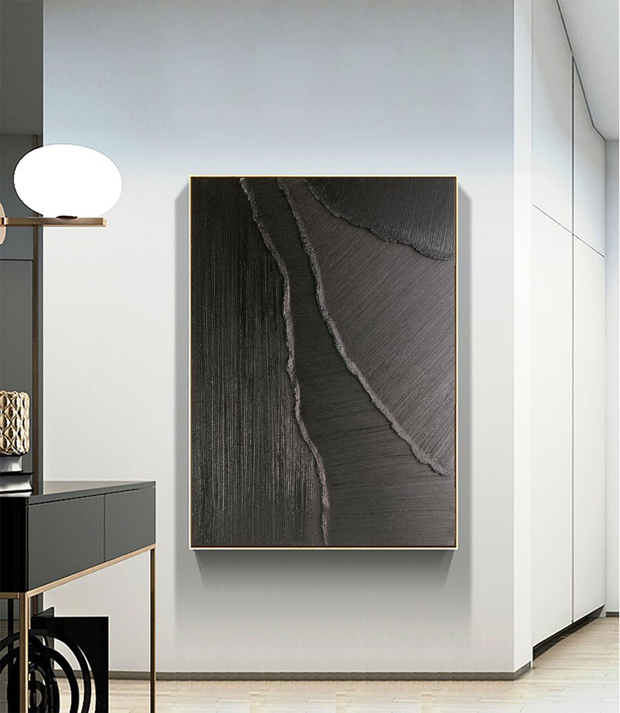Black Minimalist Abstract Painting #AVG 002 hand-painted oil painting