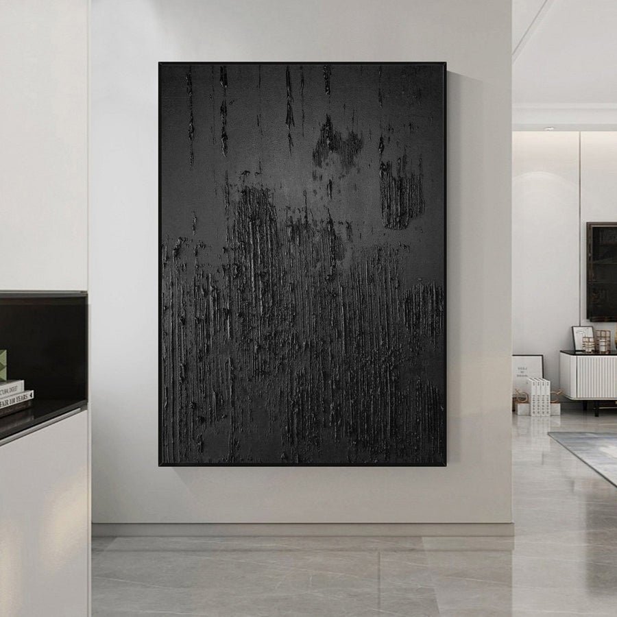 Black Minimalist Abstract Painting #AVG 004 hand-painted oil painting