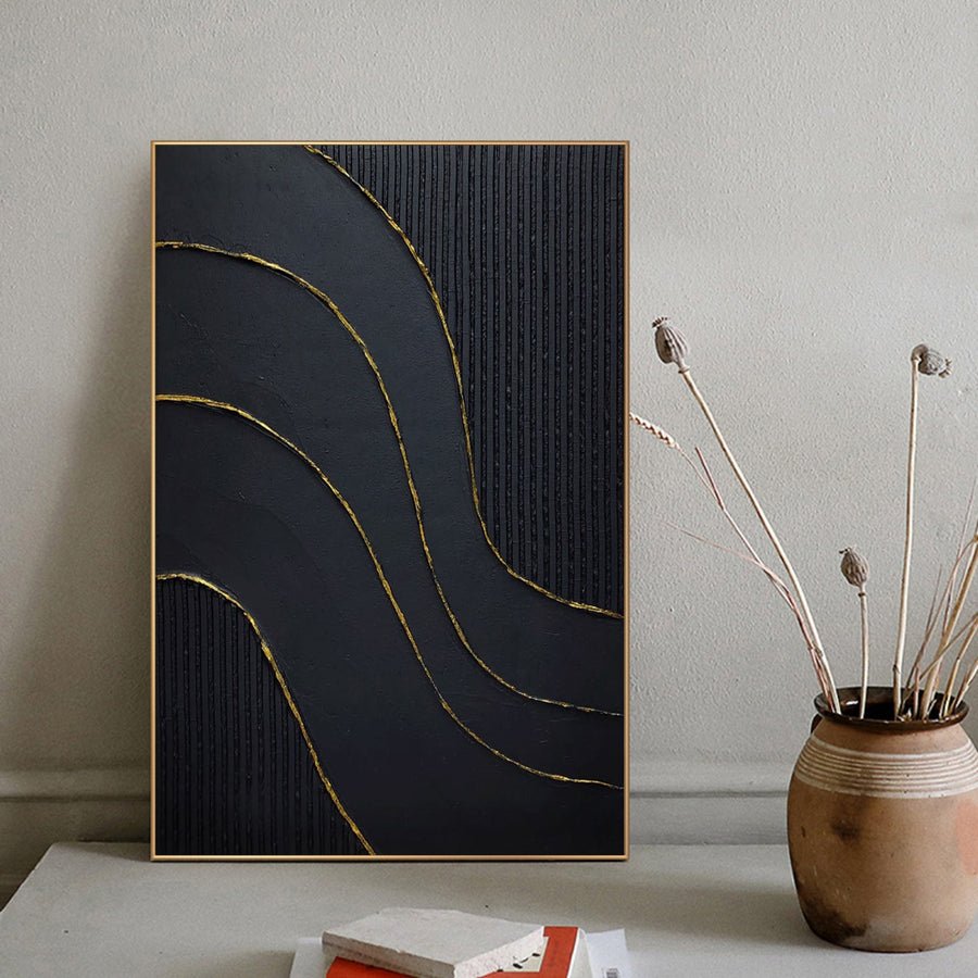 Black Minimalist Abstract Painting #AVG 005 hand-painted oil painting