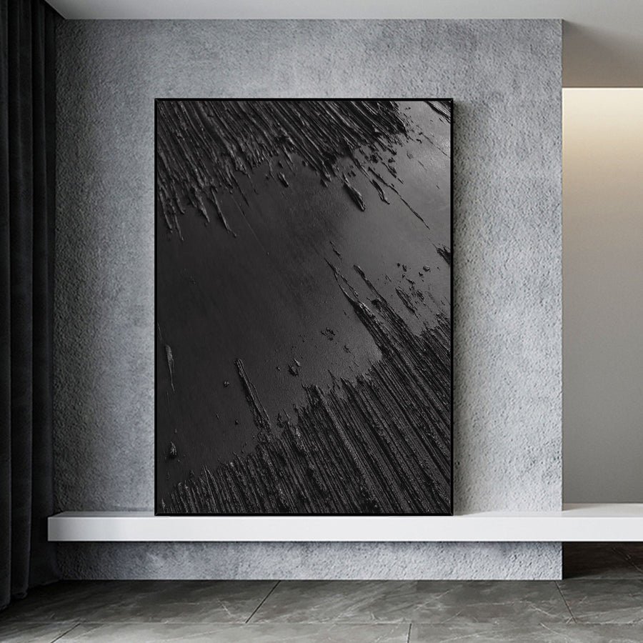 Black Minimalist Abstract Painting #AVG 007 hand-painted oil painting