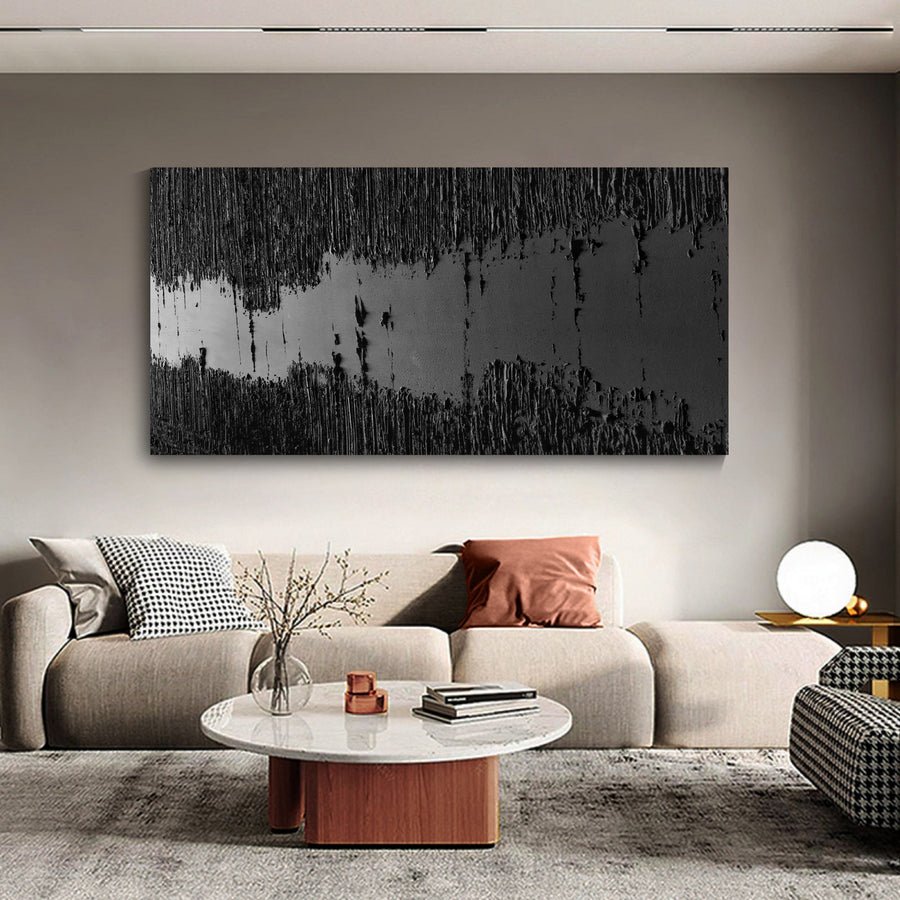 Black Minimalist Abstract Painting #AVG 009 hand-painted oil painting