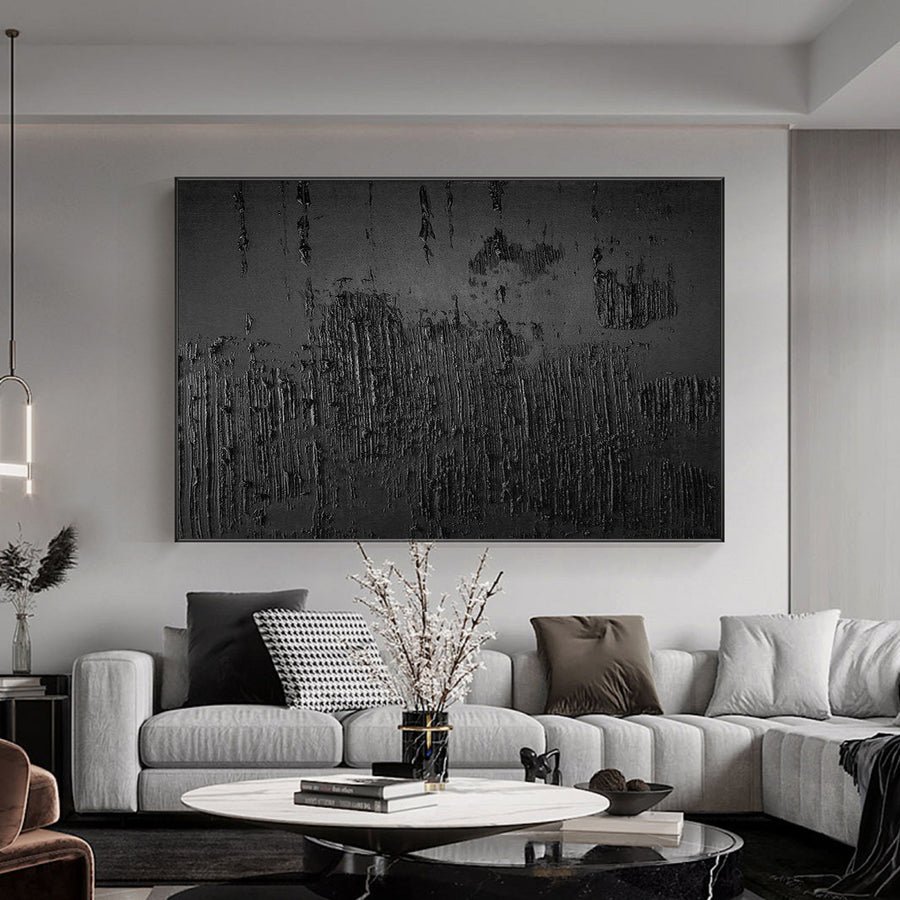 Black Minimalist Abstract Painting #AVG 010 hand-painted oil painting