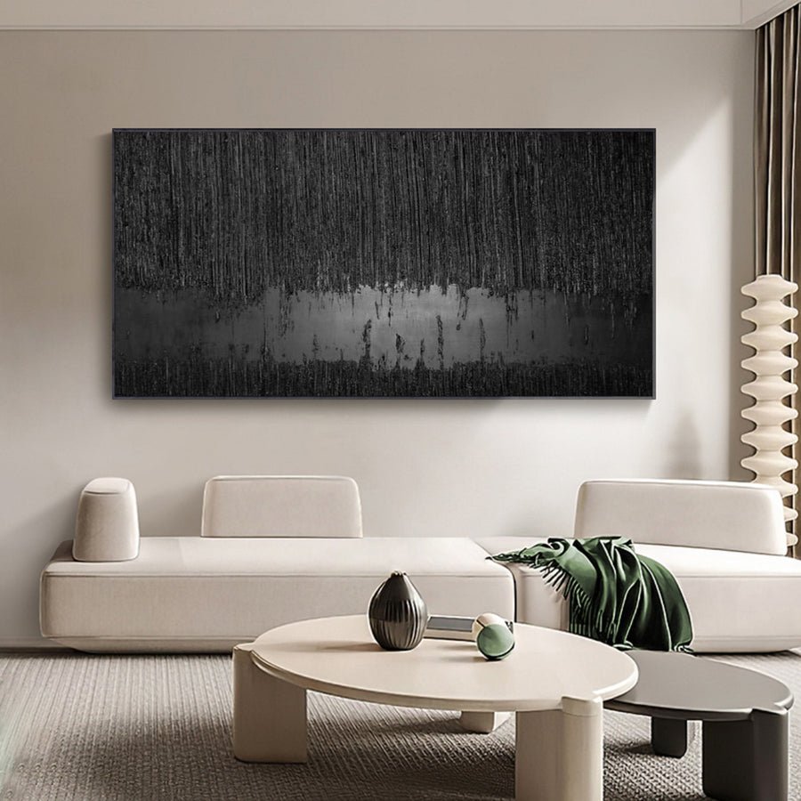 Black Minimalist Abstract Painting #AVG 011 hand-painted oil painting