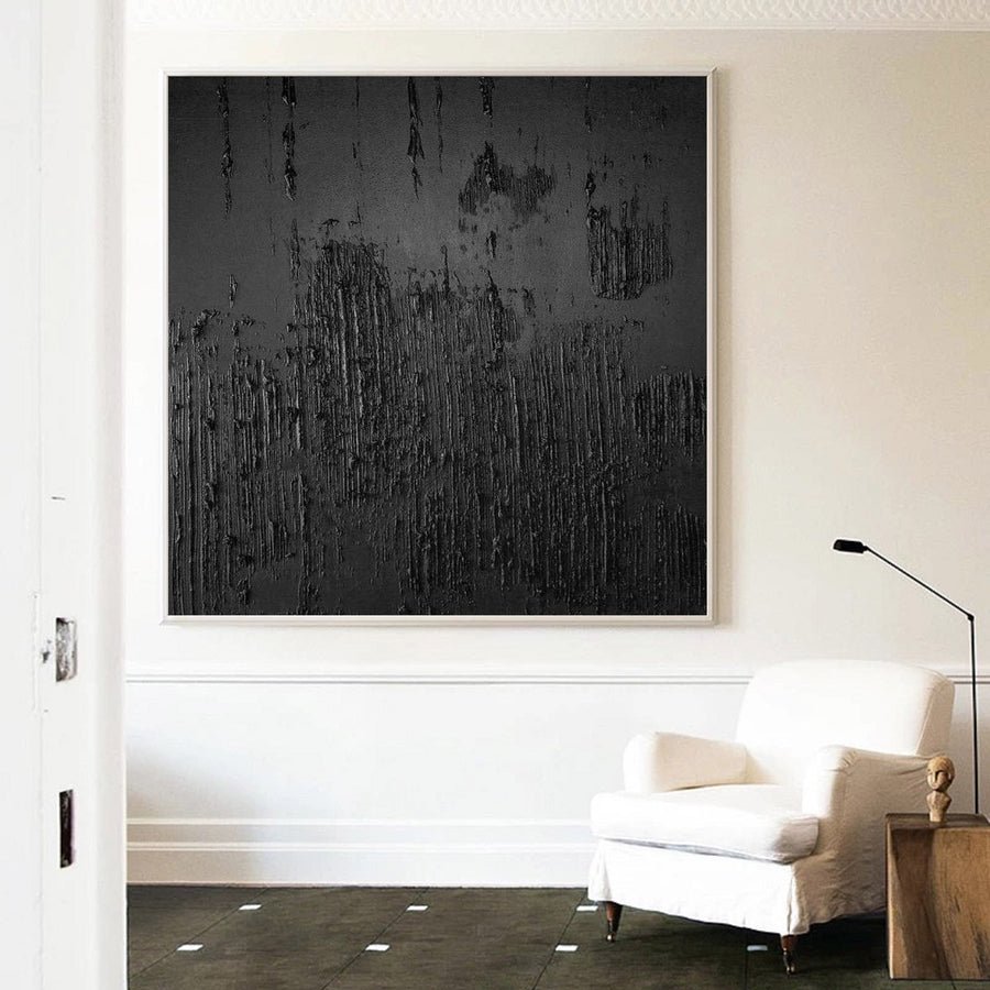 Black Minimalist Abstract Painting #AVG 012 hand-painted oil painting