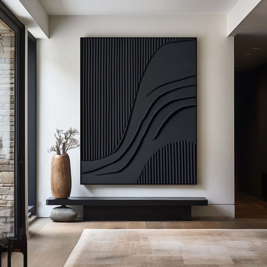 Black Minimalist Abstract Painting #BM 001 hand-painted oil painting