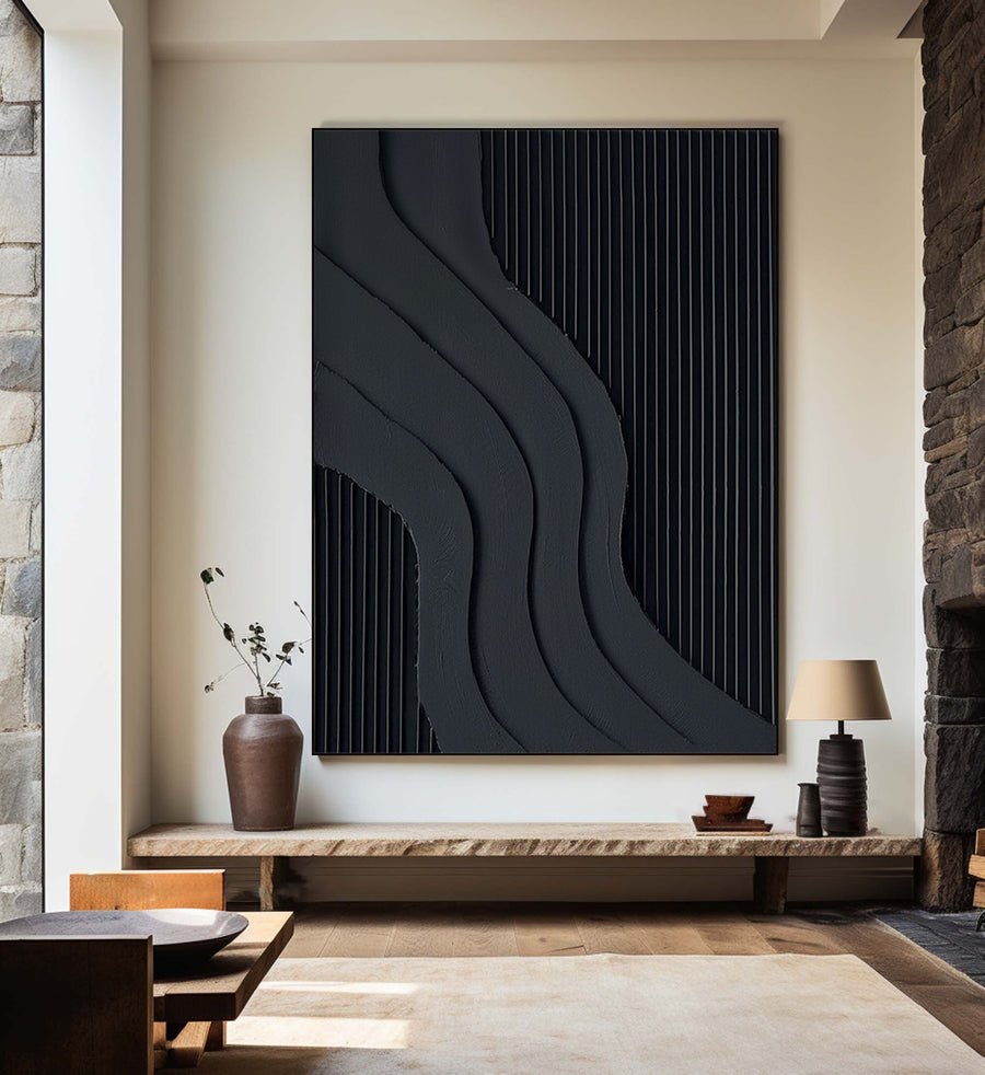 Black Minimalist Abstract Painting #BM 003 hand-painted oil painting