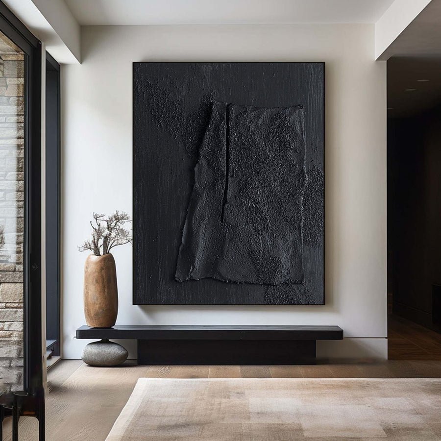 Black Minimalist Abstract Painting #BM 009 hand-painted oil painting