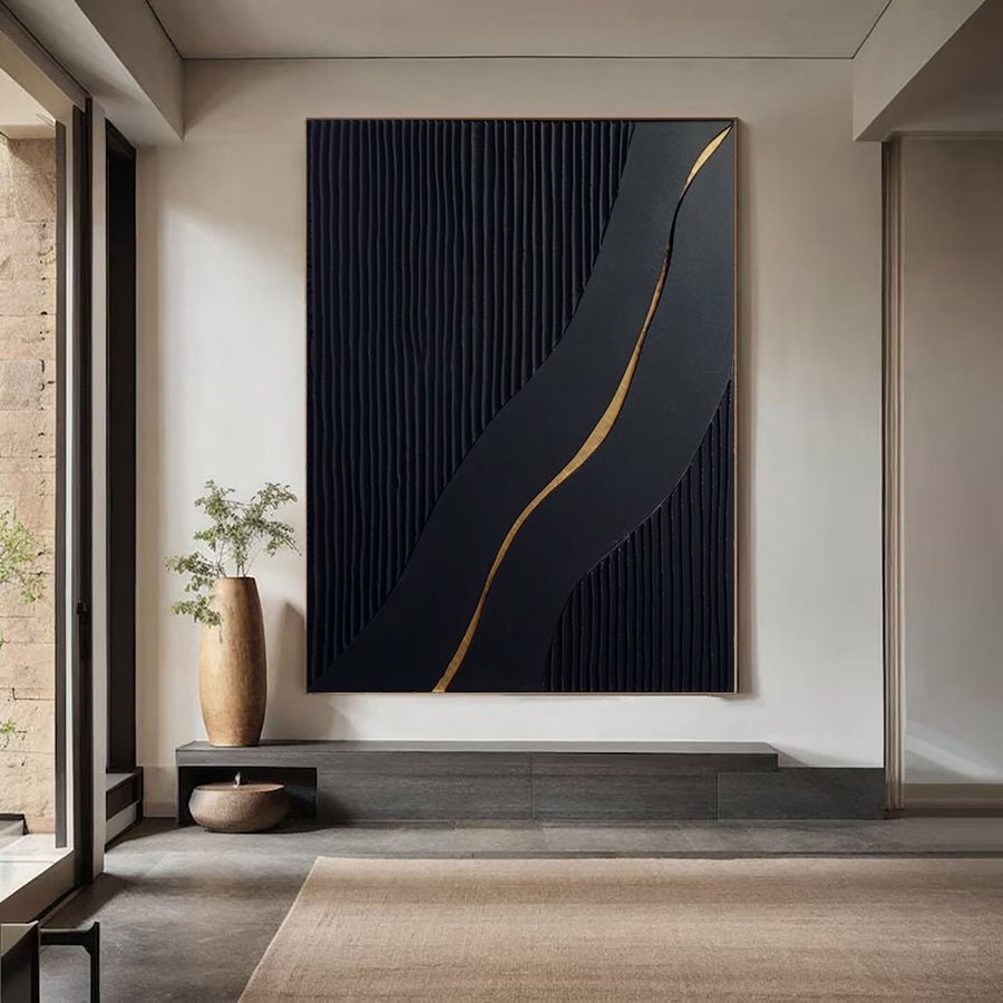 Black Minimalist Abstract Painting #BM 011 hand-painted oil painting