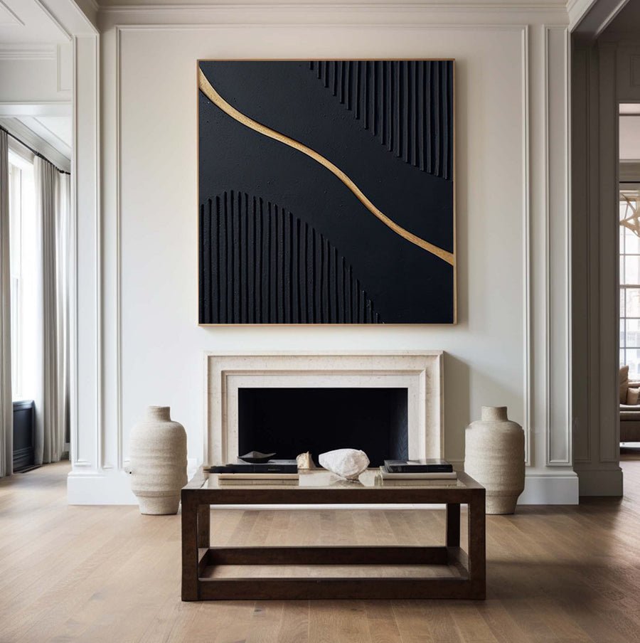 Black Modern Oil Painting  Elegant Decor for Contemporary Interiors #BM 018 hand-painted oil painting