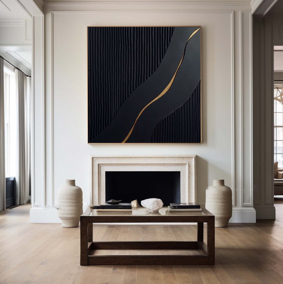 Black Modern Oil Painting  Elegant Decor for Contemporary Interiors #BM 019 hand-painted oil painting