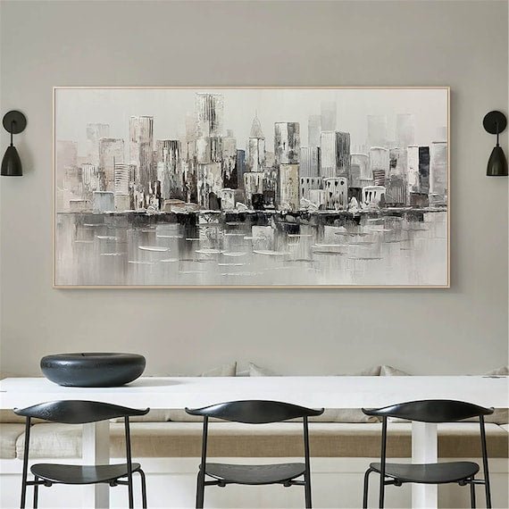 Black & White Abstract Painting #BWA 001 hand-painted oil painting