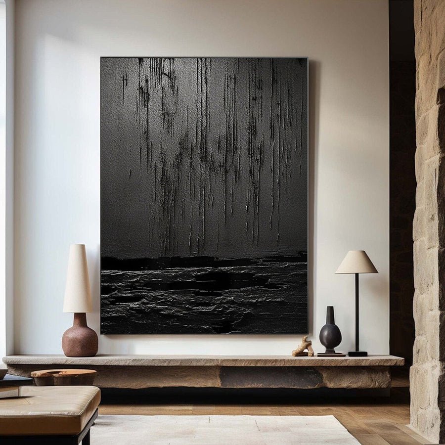 Black & White Abstract Painting #CXA 001 hand-painted oil painting